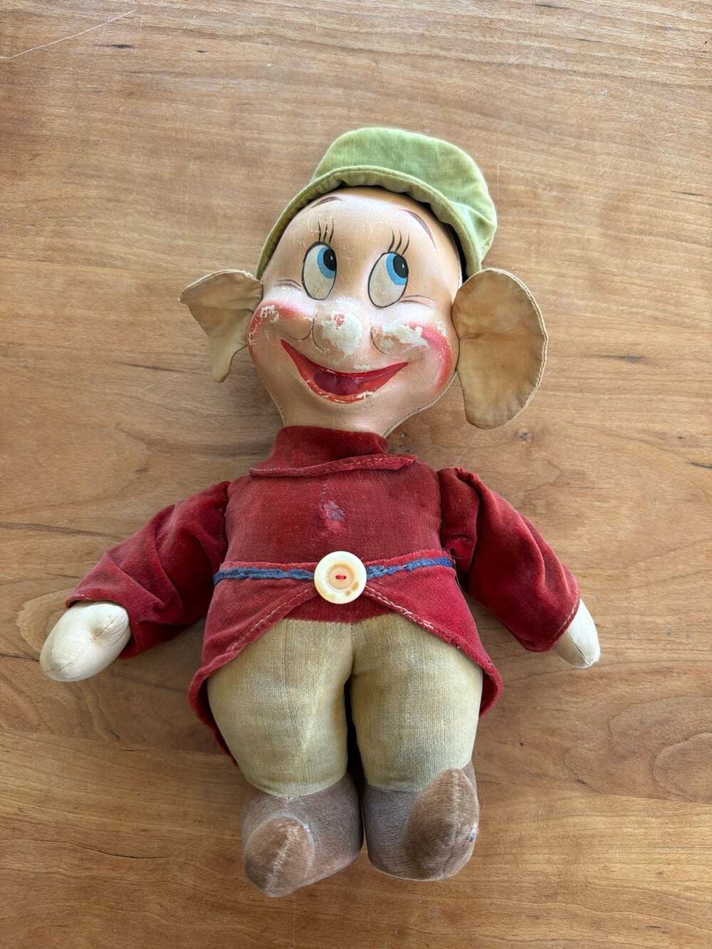 Vintage Disney Dopey Mask Face Plush Doll Walt Disney Productions Disneyland Tag